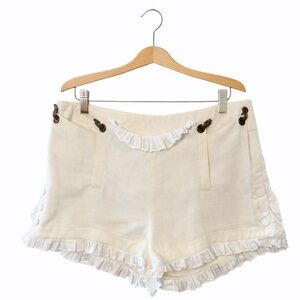 L.A.M.B. low Rise Y2K Cream Ruffle Shorts. Size 8. Festival. Boho. Cottage Core
